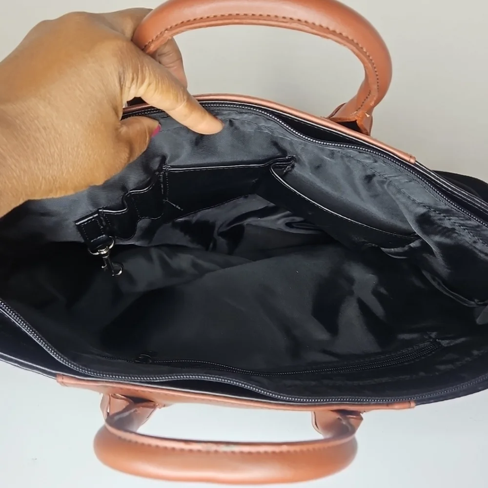 Black and Brown Leather Tote Bag